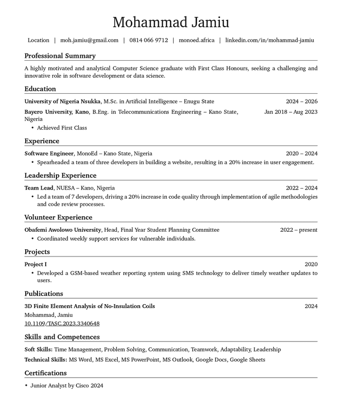 Engineering CV Template