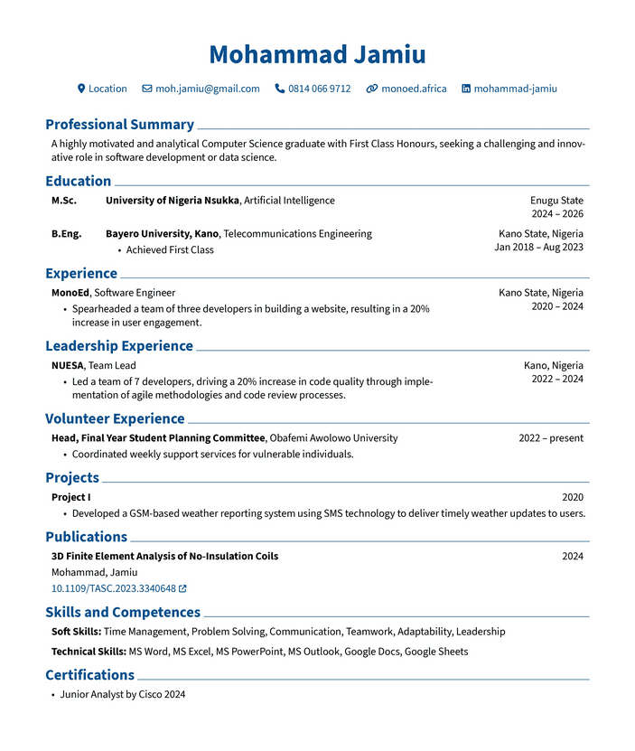 ATS-optimized CV template
